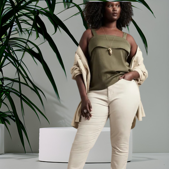 (70% OFF) NWT Banana Republic Curvy High-Rise ECRU Skinny 28/6 MSRP: $90 - Picture 1 of 2